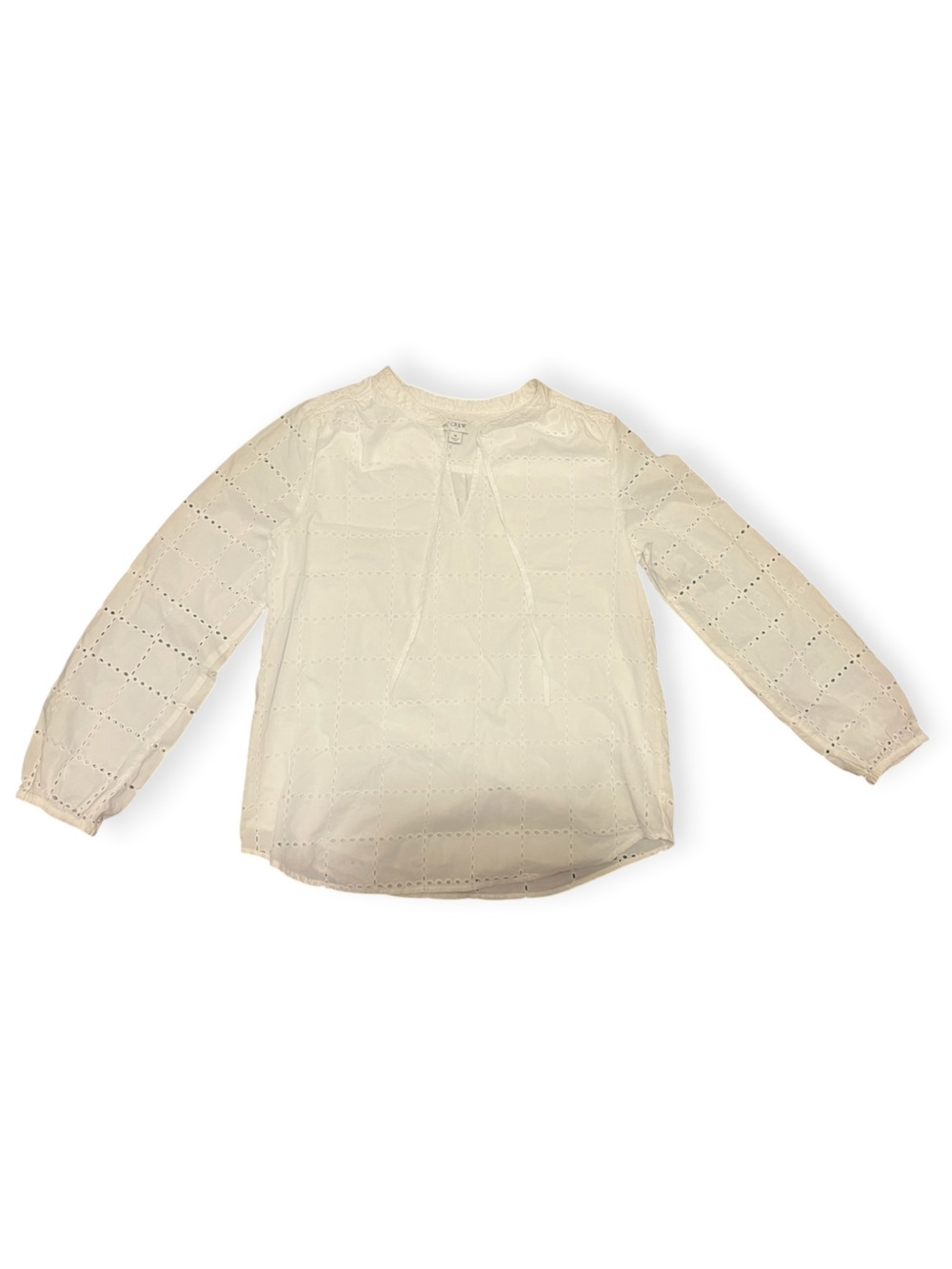 J.Crew Eyelet Long Sleeve Top White Small